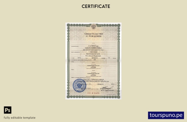 listo para imprimir plantilla de certificado de nacimiento de la oficina de re 7